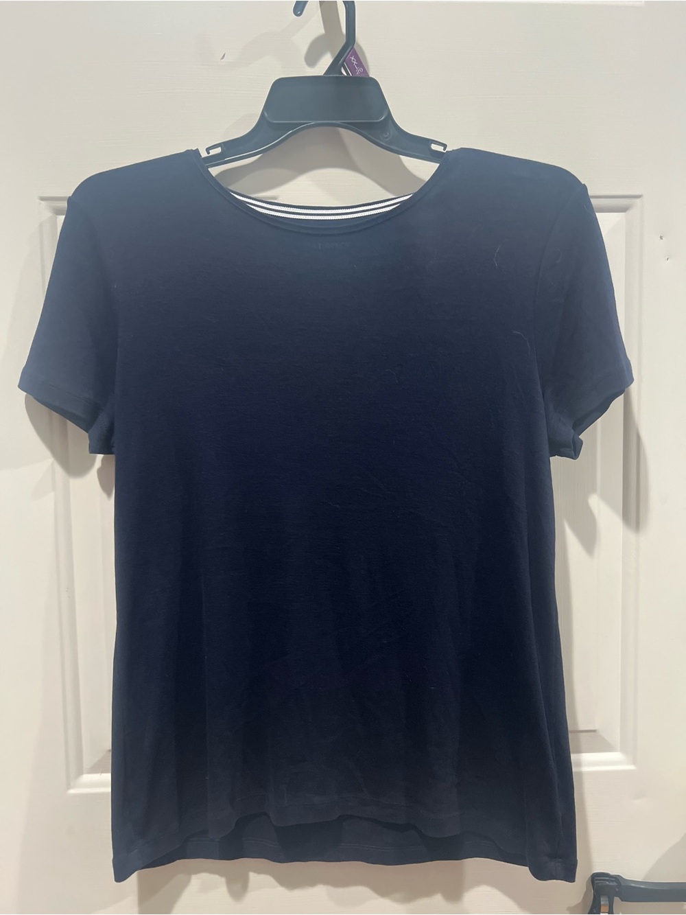 Talbots Navy Crewneck Tee with White Trim